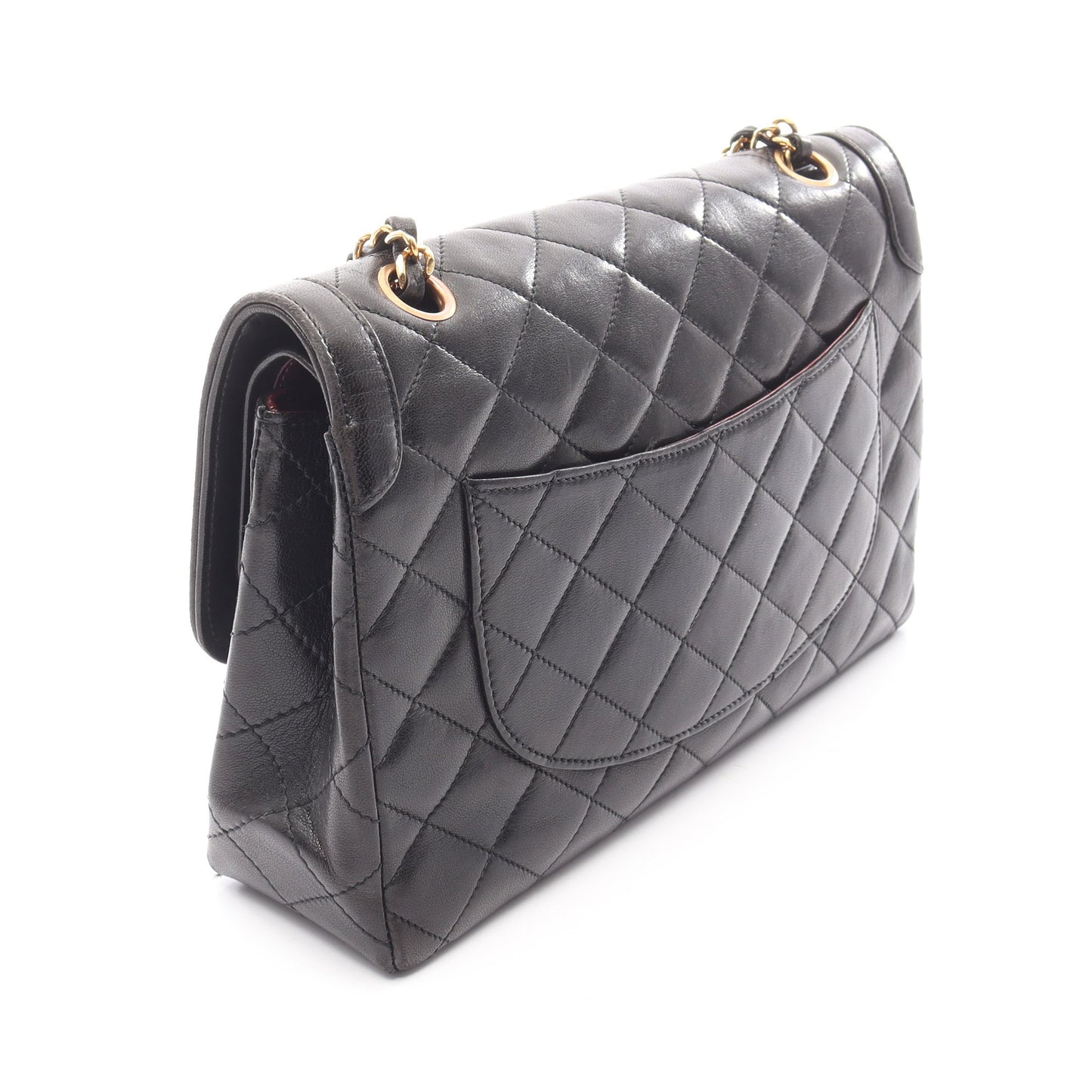 マトラッセ パリ限定 Wフラップ チェーンショルダーバッグ ラムスキン ブラック コンビ金具 シャネル バッグ CHANEL