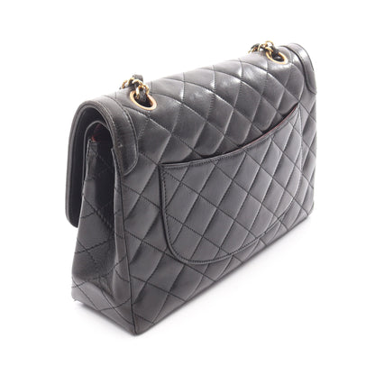 マトラッセ パリ限定 Wフラップ チェーンショルダーバッグ ラムスキン ブラック コンビ金具 シャネル バッグ CHANEL