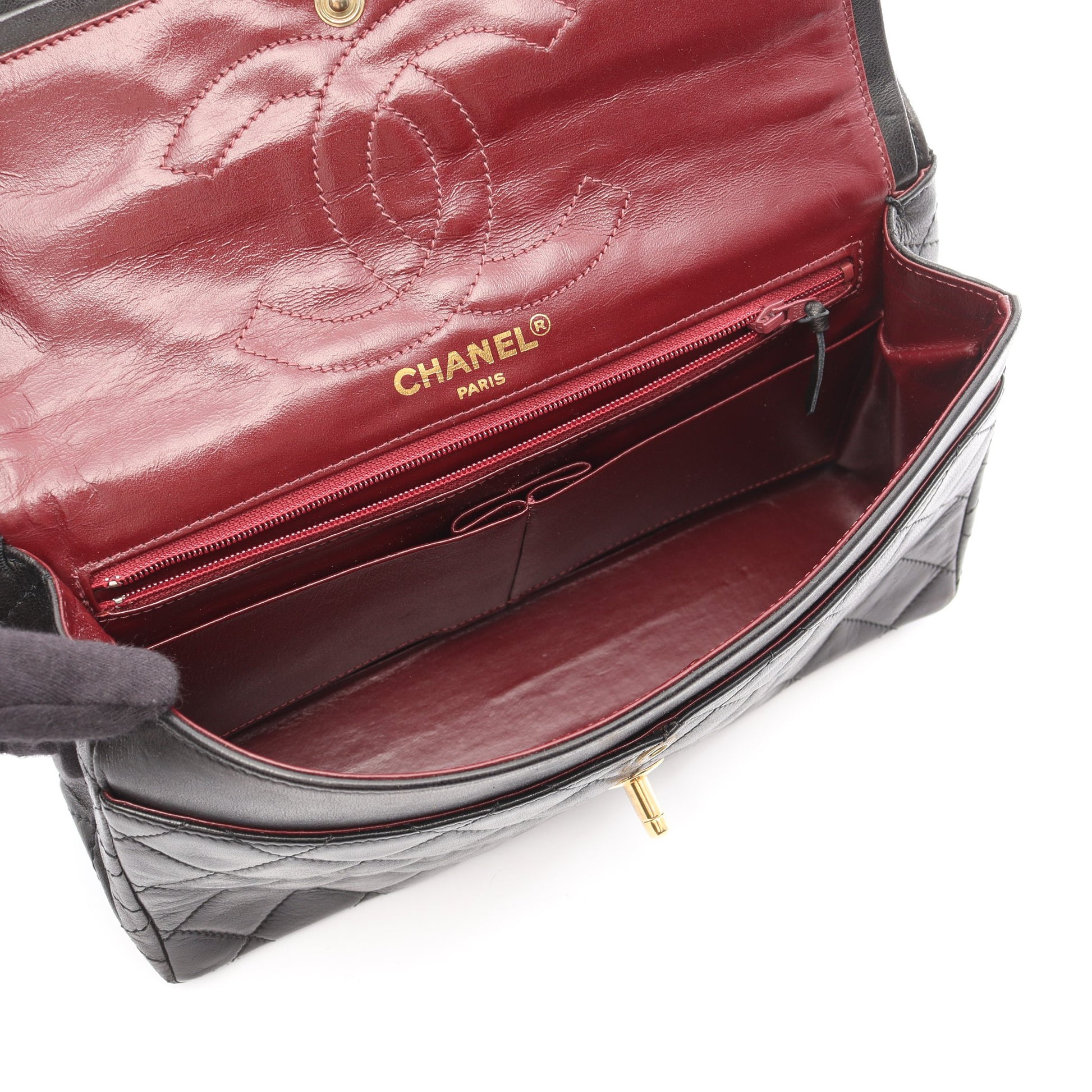マトラッセ パリ限定 Wフラップ チェーンショルダーバッグ ラムスキン ブラック コンビ金具 シャネル バッグ CHANEL