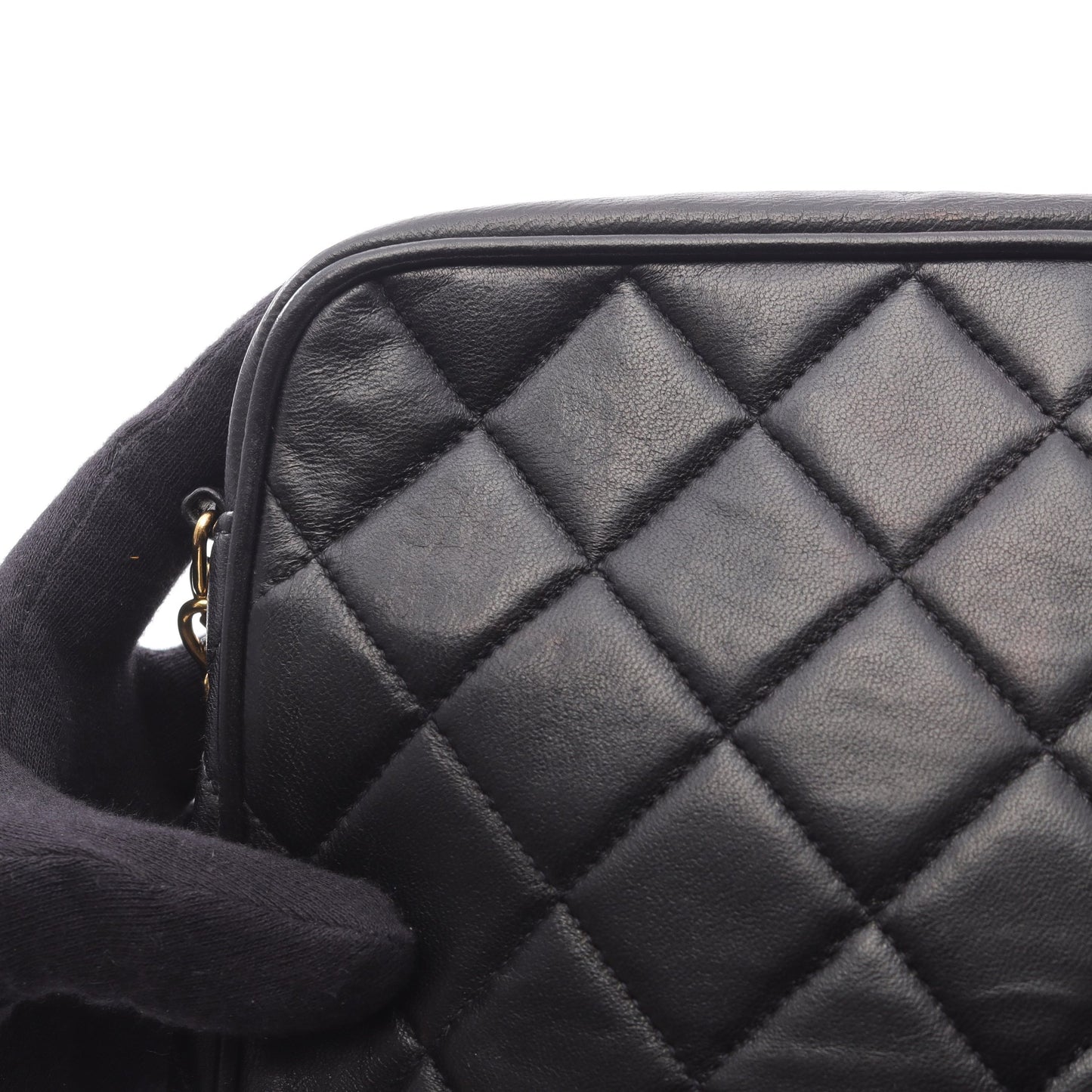 マトラッセ チェーンショルダーバッグ ラムスキン ブラック ゴールド金具 フリンジ ヴィンテージ シャネル バッグ CHANEL