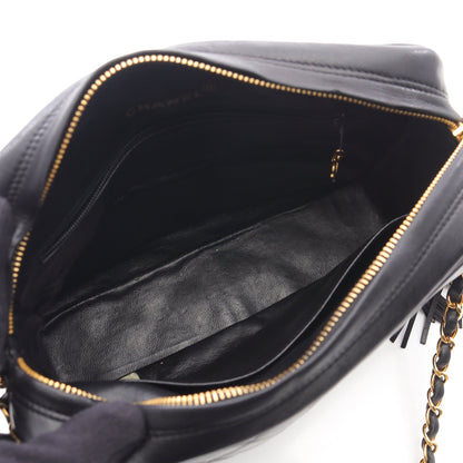 マトラッセ チェーンショルダーバッグ ラムスキン ブラック ゴールド金具 フリンジ ヴィンテージ シャネル バッグ CHANEL