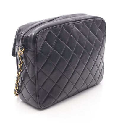 マトラッセ チェーンショルダーバッグ ラムスキン ブラック ゴールド金具 フリンジ ヴィンテージ シャネル バッグ CHANEL