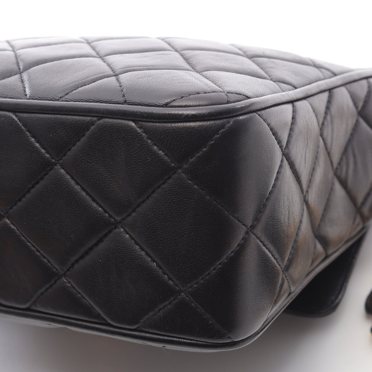 マトラッセ チェーンショルダーバッグ ラムスキン ブラック ゴールド金具 フリンジ ヴィンテージ シャネル バッグ CHANEL
