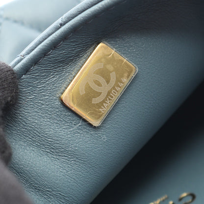 マトラッセ トップハンドル チェーンショルダーバッグ ラムスキン ブルーグリーン ゴールド金具 2WAY シャネル バッグ CHANEL