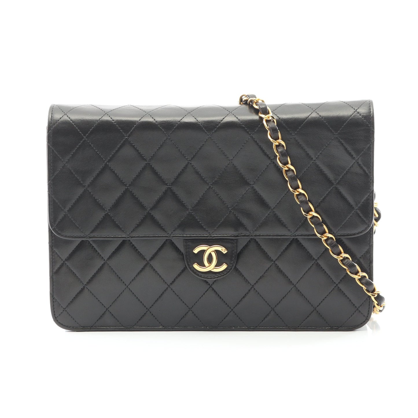 マトラッセ チェーンショルダーバッグ ラムスキン ブラック ゴールド金具 シャネル バッグ CHANEL