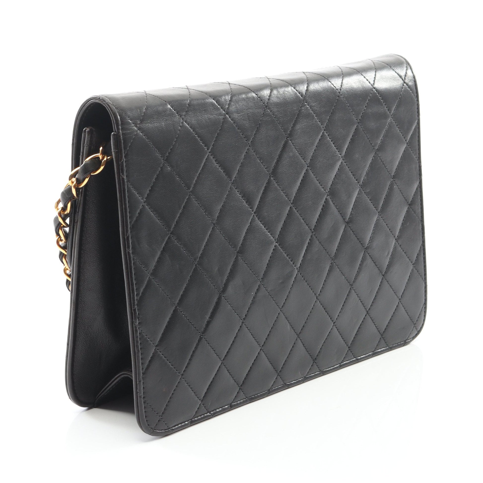 マトラッセ チェーンショルダーバッグ ラムスキン ブラック ゴールド金具 シャネル バッグ CHANEL