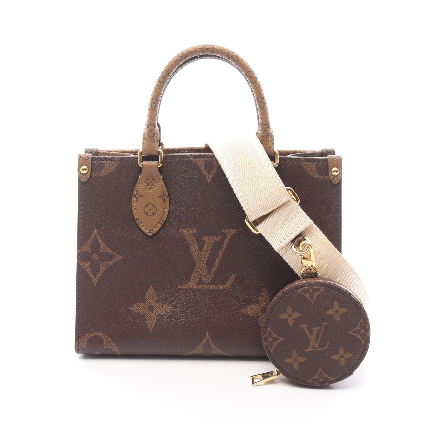 オンザゴーPM モノグラムジャイアント リバース ハンドバッグ PVC ブラウン ベージュ 2WAY ルイヴィトン バッグ LOUIS VUITTON