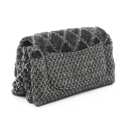 マトラッセ チェーンショルダーバッグ ウール ブラック シルバー金具 スパンコール シャネル バッグ CHANEL