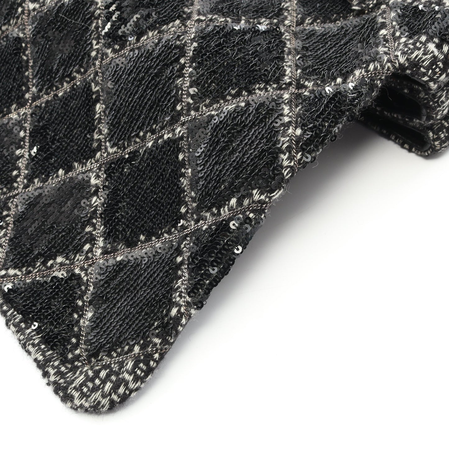 マトラッセ チェーンショルダーバッグ ウール ブラック シルバー金具 スパンコール シャネル バッグ CHANEL