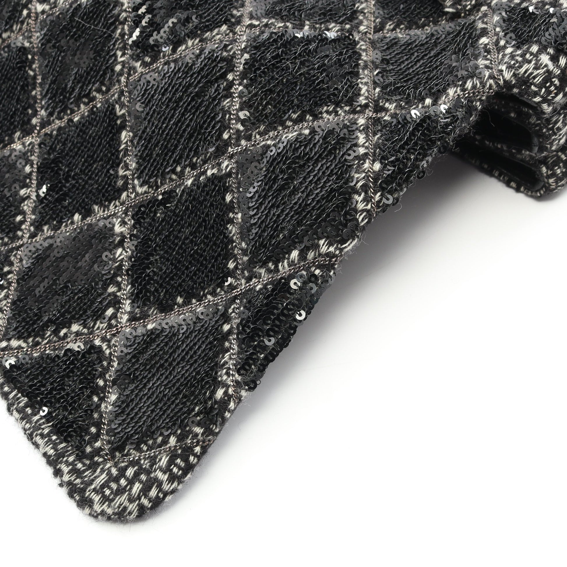 マトラッセ チェーンショルダーバッグ ウール ブラック シルバー金具 スパンコール シャネル バッグ CHANEL