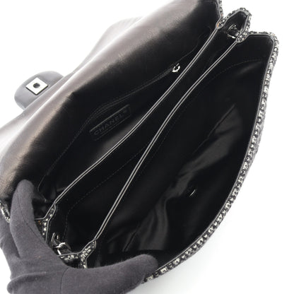 マトラッセ チェーンショルダーバッグ ウール ブラック シルバー金具 スパンコール シャネル バッグ CHANEL