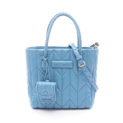 NAPPA TRAPUNTAT ハンドバッグ レザー ブルー 2WAY ミュウミュウ バッグ miu miu