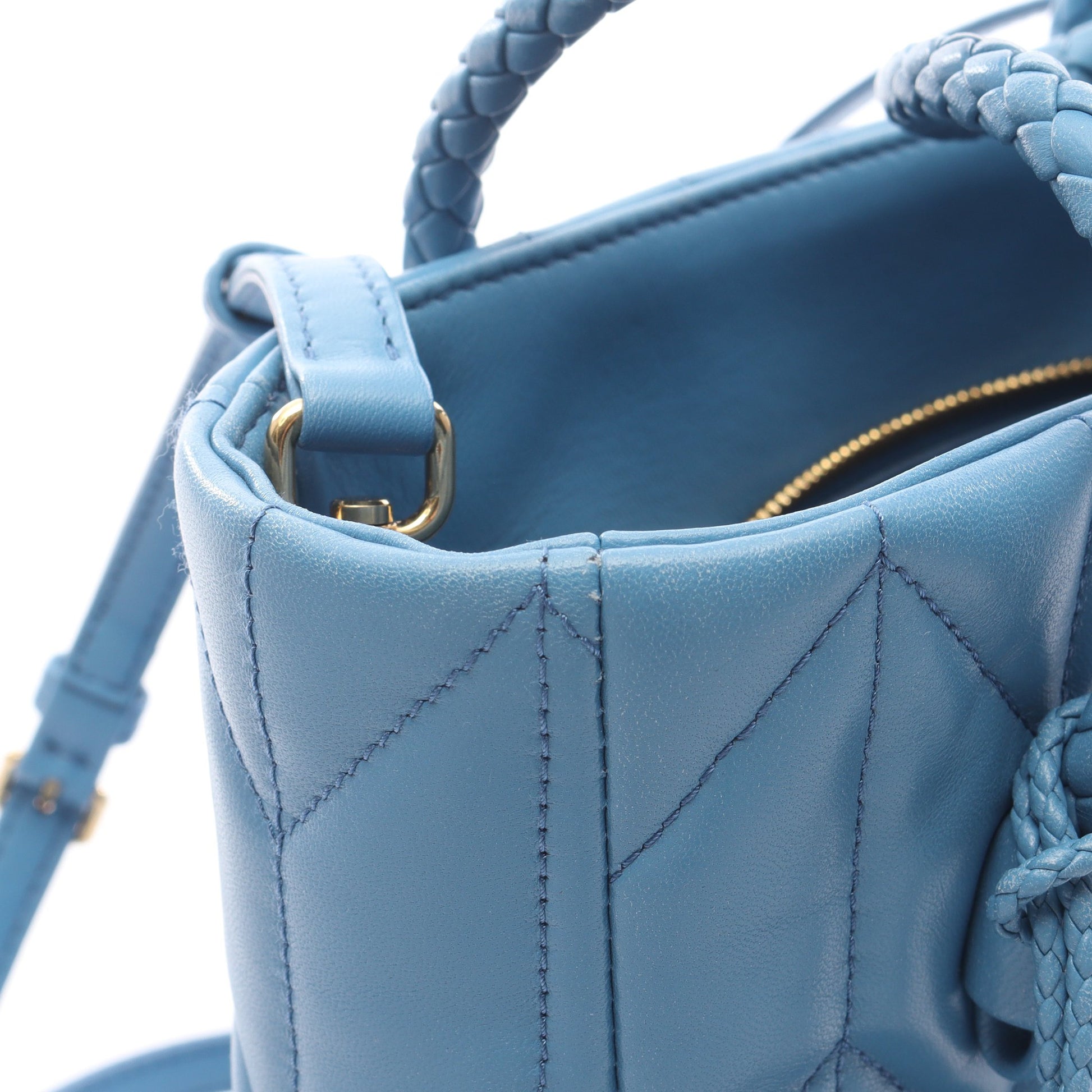 NAPPA TRAPUNTAT ハンドバッグ レザー ブルー 2WAY ミュウミュウ バッグ miu miu