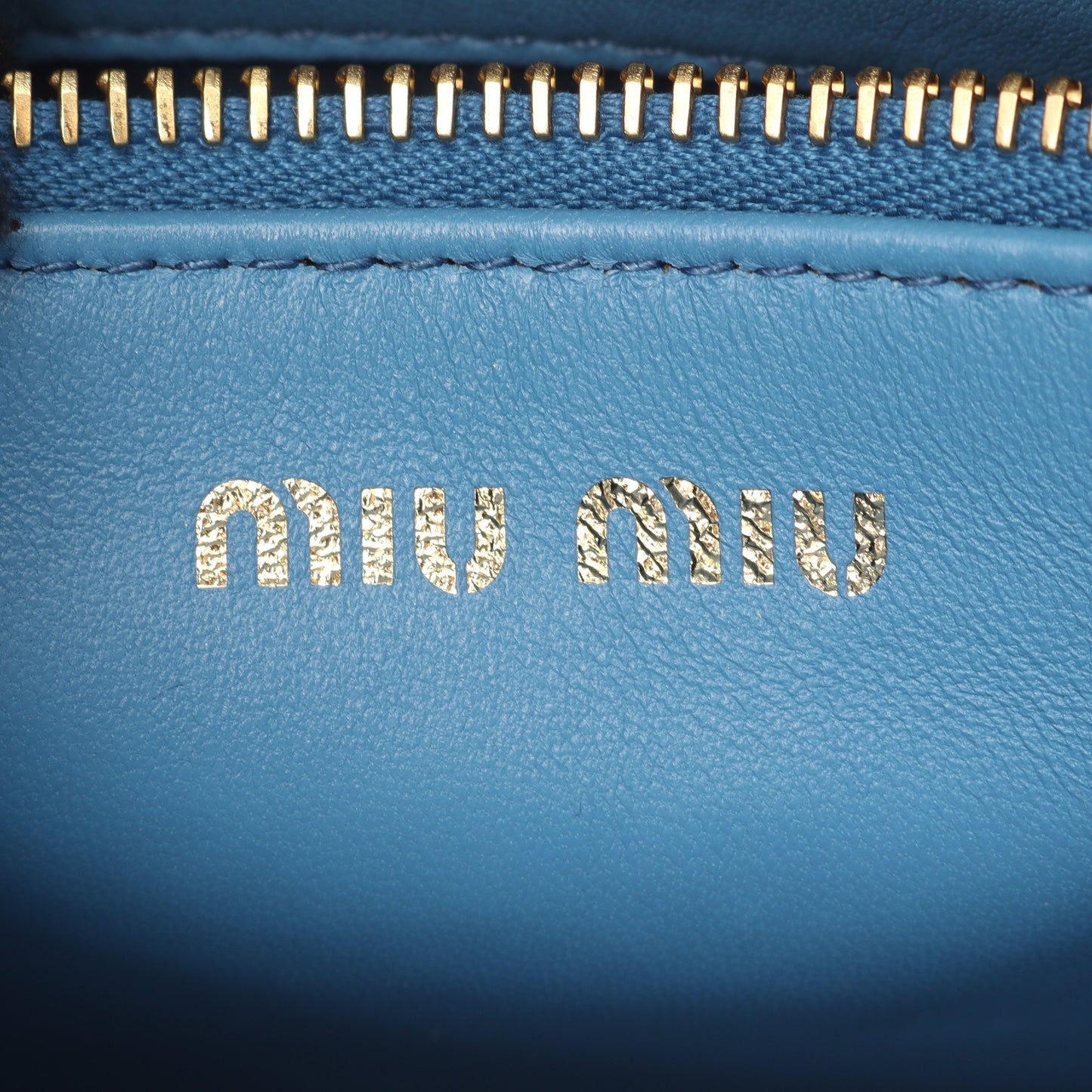 NAPPA TRAPUNTAT ハンドバッグ レザー ブルー 2WAY ミュウミュウ バッグ miu miu
