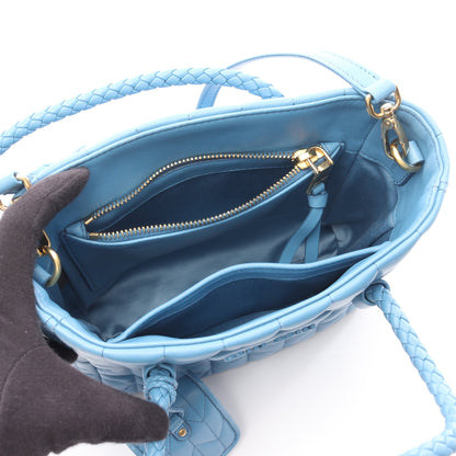 NAPPA TRAPUNTAT ハンドバッグ レザー ブルー 2WAY ミュウミュウ バッグ miu miu