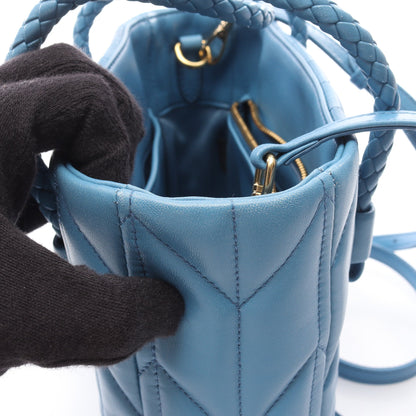 NAPPA TRAPUNTAT ハンドバッグ レザー ブルー 2WAY ミュウミュウ バッグ miu miu