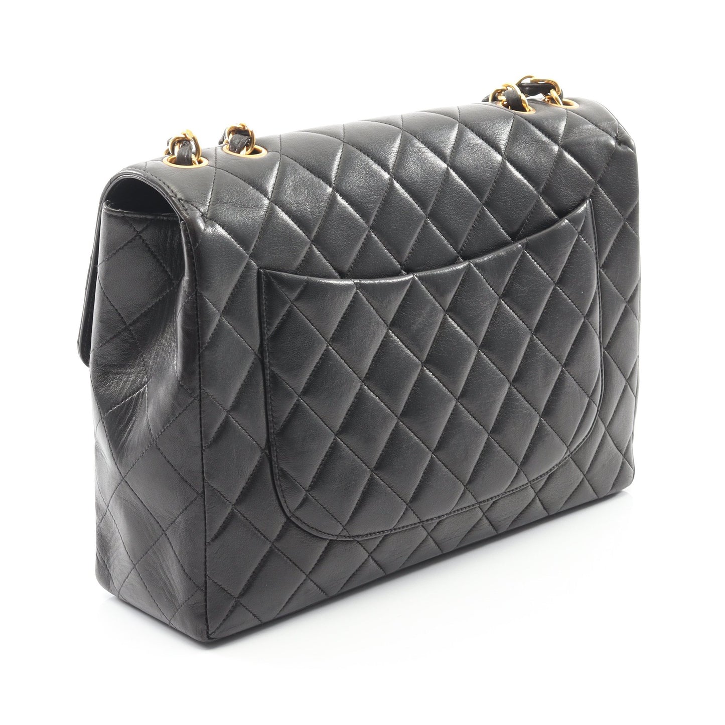 デカマトラッセ30 シングルフラップ Wチェーンショルダーバッグ ラムスキン ブラック ゴールド金具 シャネル バッグ CHANEL