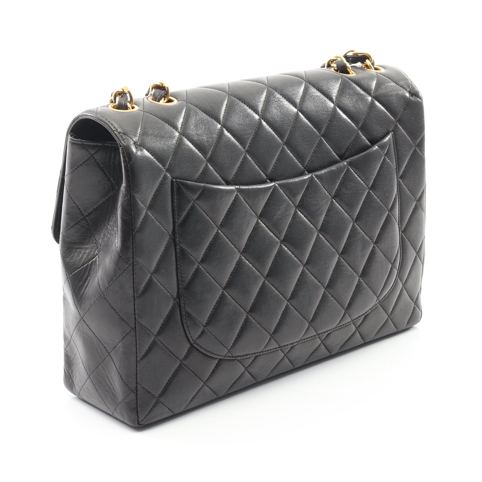 デカマトラッセ30 シングルフラップ Wチェーンショルダーバッグ ラムスキン ブラック ゴールド金具 シャネル バッグ CHANEL