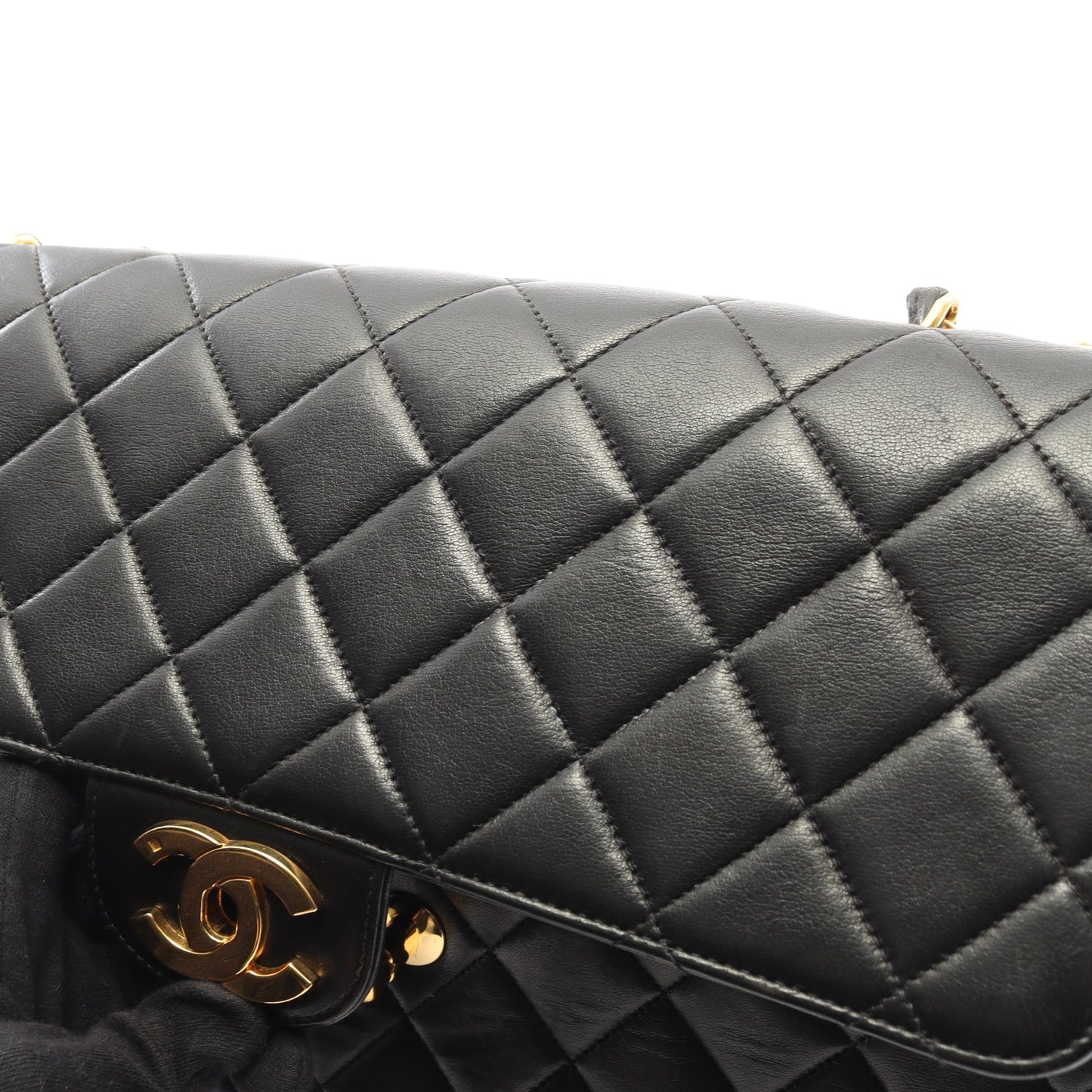 デカマトラッセ30 シングルフラップ Wチェーンショルダーバッグ ラムスキン ブラック ゴールド金具 シャネル バッグ CHANEL