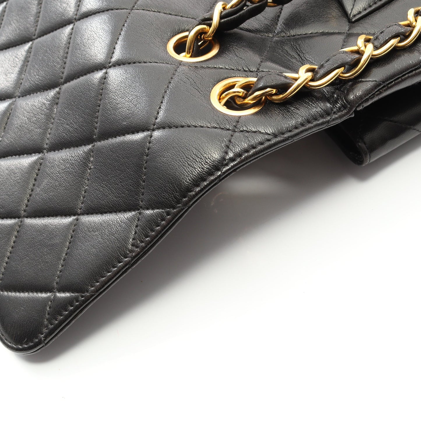 デカマトラッセ30 シングルフラップ Wチェーンショルダーバッグ ラムスキン ブラック ゴールド金具 シャネル バッグ CHANEL