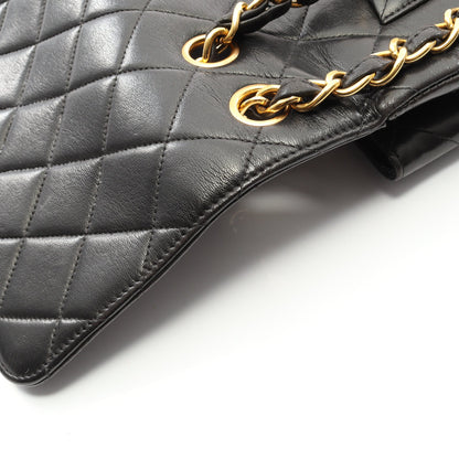 デカマトラッセ30 シングルフラップ Wチェーンショルダーバッグ ラムスキン ブラック ゴールド金具 シャネル バッグ CHANEL