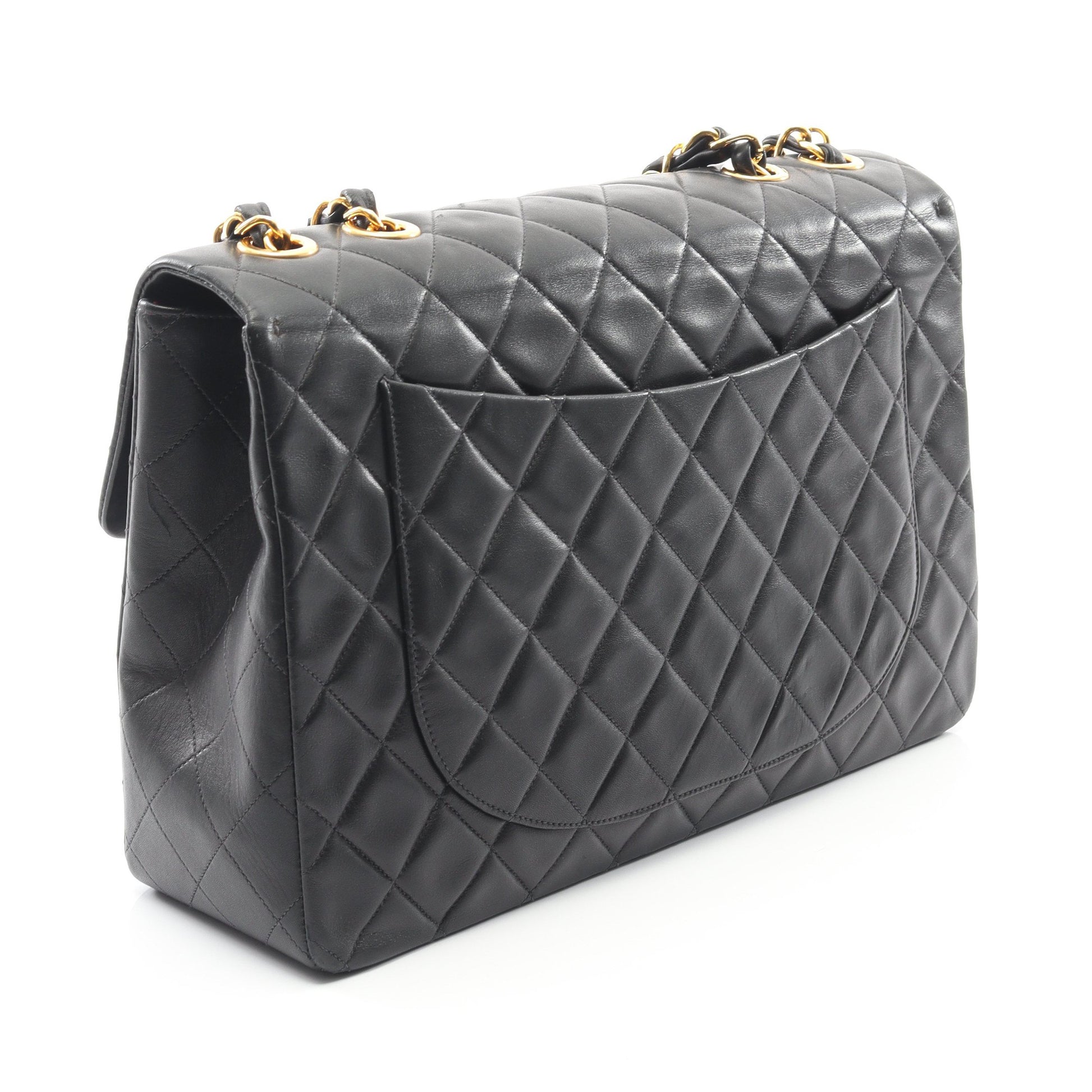 デカマトラッセ34 Wチェーンショルダーバッグ ラムスキン ブラック ゴールド金具 シャネル バッグ CHANEL
