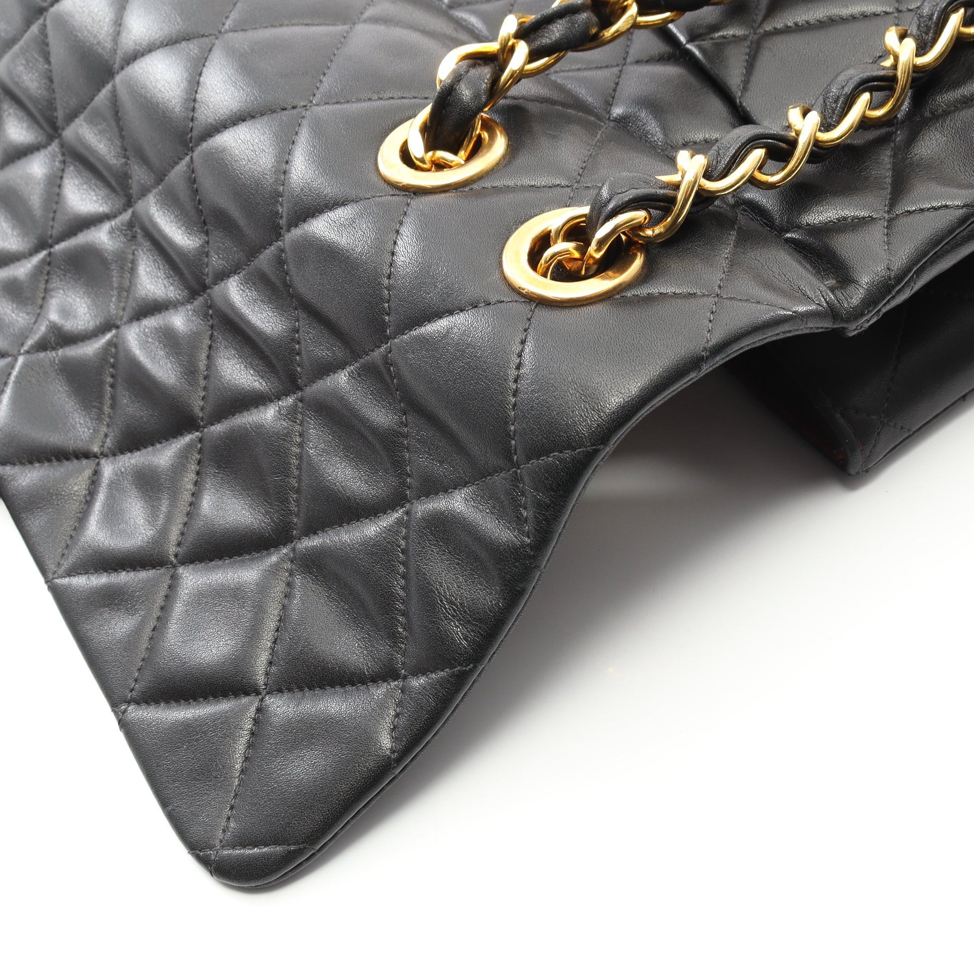デカマトラッセ34 Wチェーンショルダーバッグ ラムスキン ブラック ゴールド金具 シャネル バッグ CHANEL