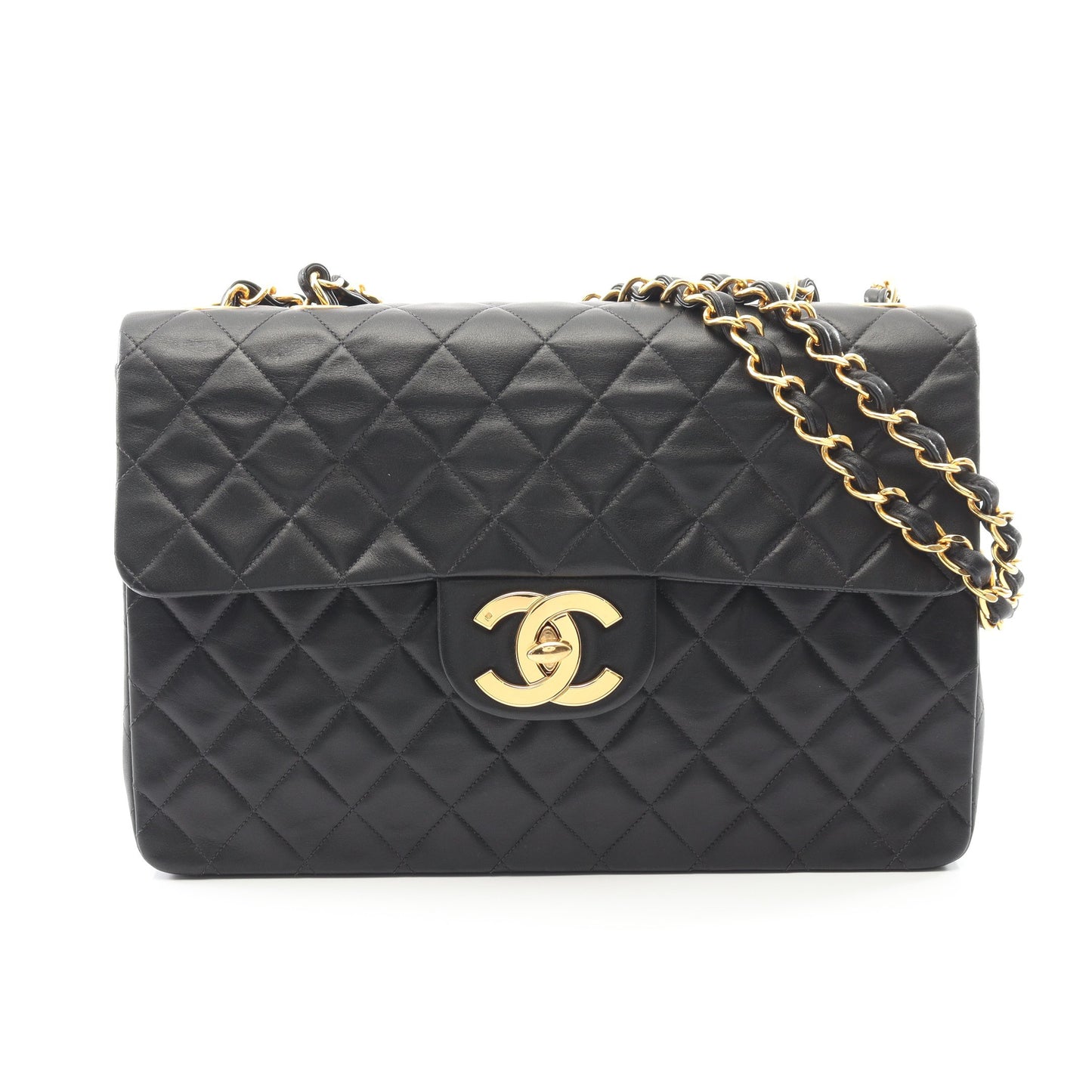 デカマトラッセ34 Wチェーンショルダーバッグ ラムスキン ブラック ゴールド金具 シャネル バッグ CHANEL