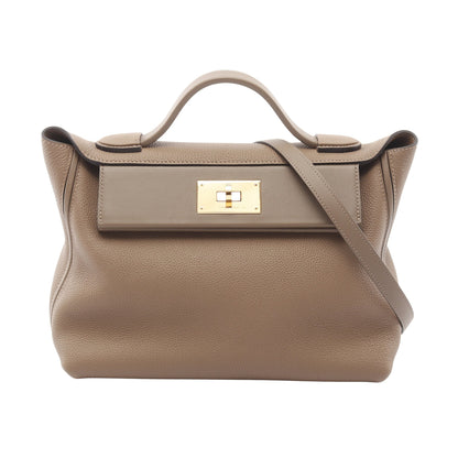 サック ヴァンキャトル 24/24 29 ハンドバッグ トゴ グレーベージュ ゴールド金具 2WAY Z刻印 エルメス バッグ HERMES