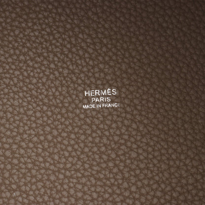 ピコタンロックMM エトゥープ ハンドバッグ トリヨクレマンス グレーベージュ シルバー金具 R刻印 エルメス バッグ HERMES