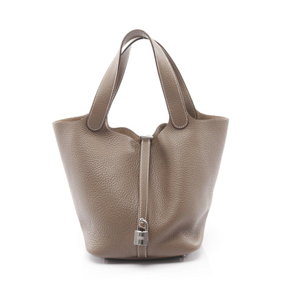 ピコタンロックMM エトゥープ ハンドバッグ トリヨクレマンス グレーベージュ シルバー金具 R刻印 エルメス バッグ HERMES