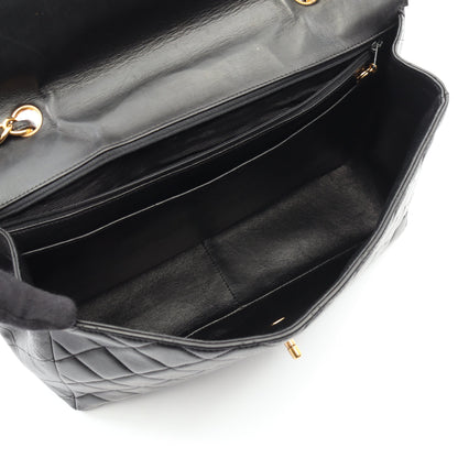 デカマトラッセ30 シングルフラップ Wチェーンショルダーバッグ ラムスキン ブラック ゴールド金具 シャネル バッグ CHANEL