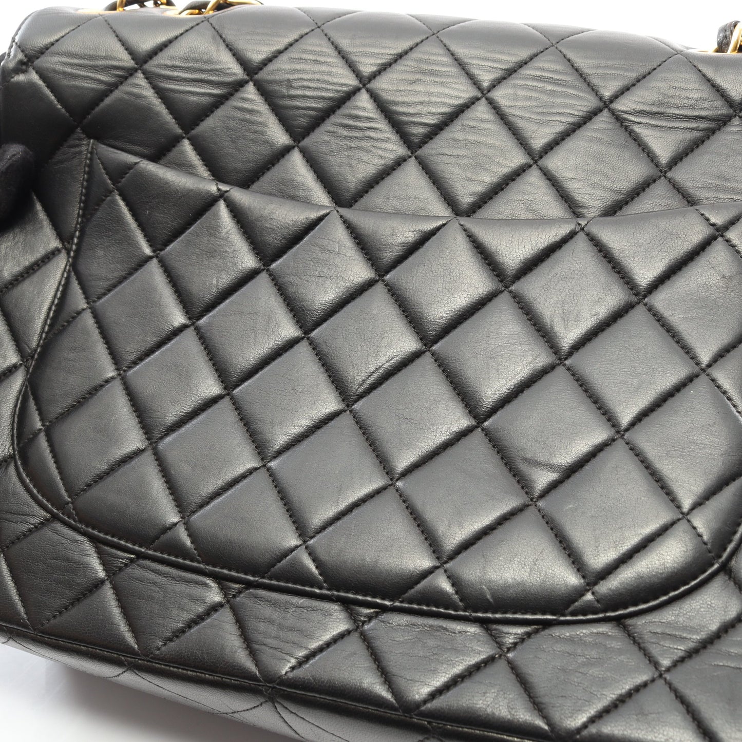 デカマトラッセ30 シングルフラップ Wチェーンショルダーバッグ ラムスキン ブラック ゴールド金具 シャネル バッグ CHANEL