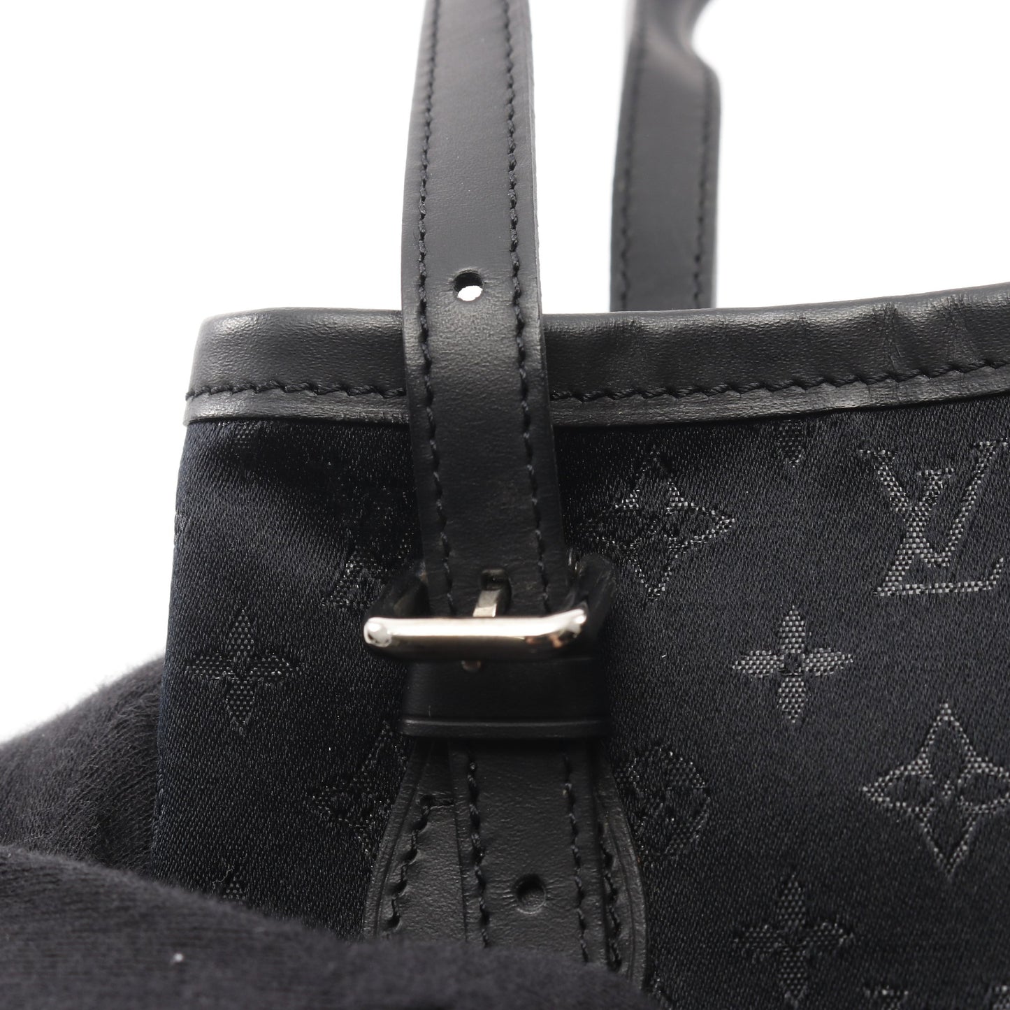 リトルバケット モノグラムサテン ハンドバッグ サテン レザー ブラック ルイヴィトン バッグ LOUIS VUITTON