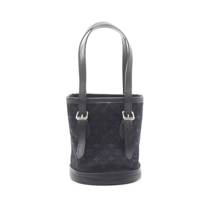 リトルバケット モノグラムサテン ハンドバッグ サテン レザー ブラック ルイヴィトン バッグ LOUIS VUITTON