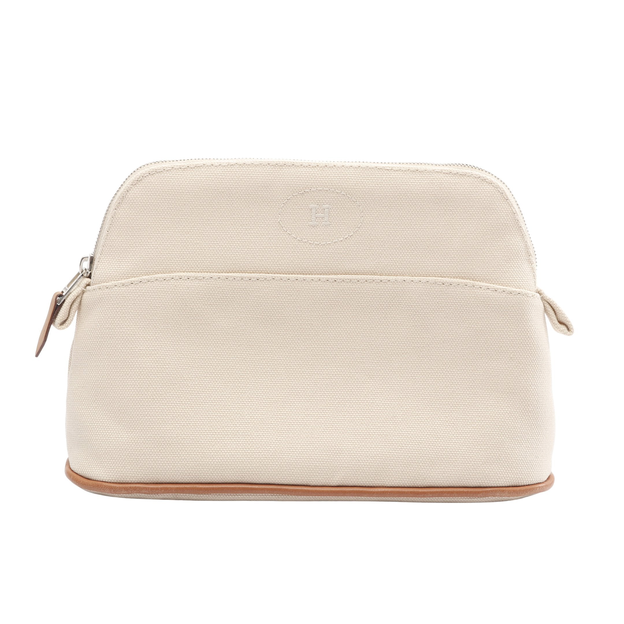 ボリードポーチ20 ポーチ キャンバス レザー ライトベージュ シルバー