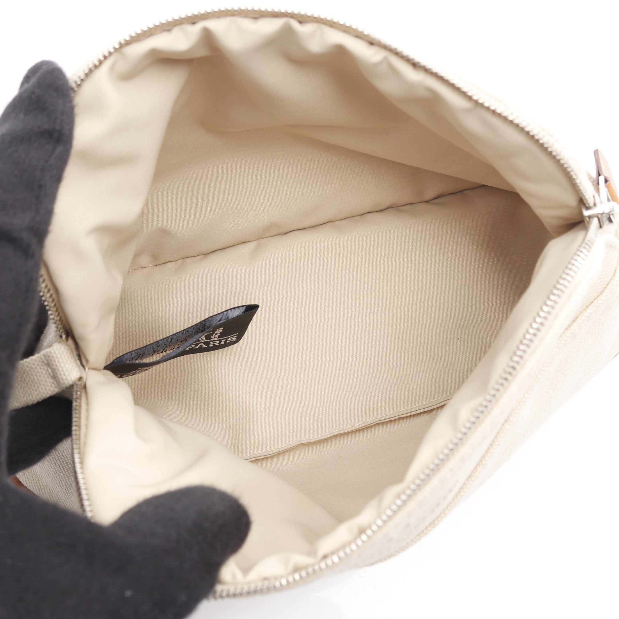 ボリードポーチ20 ポーチ キャンバス レザー ライトベージュ シルバー