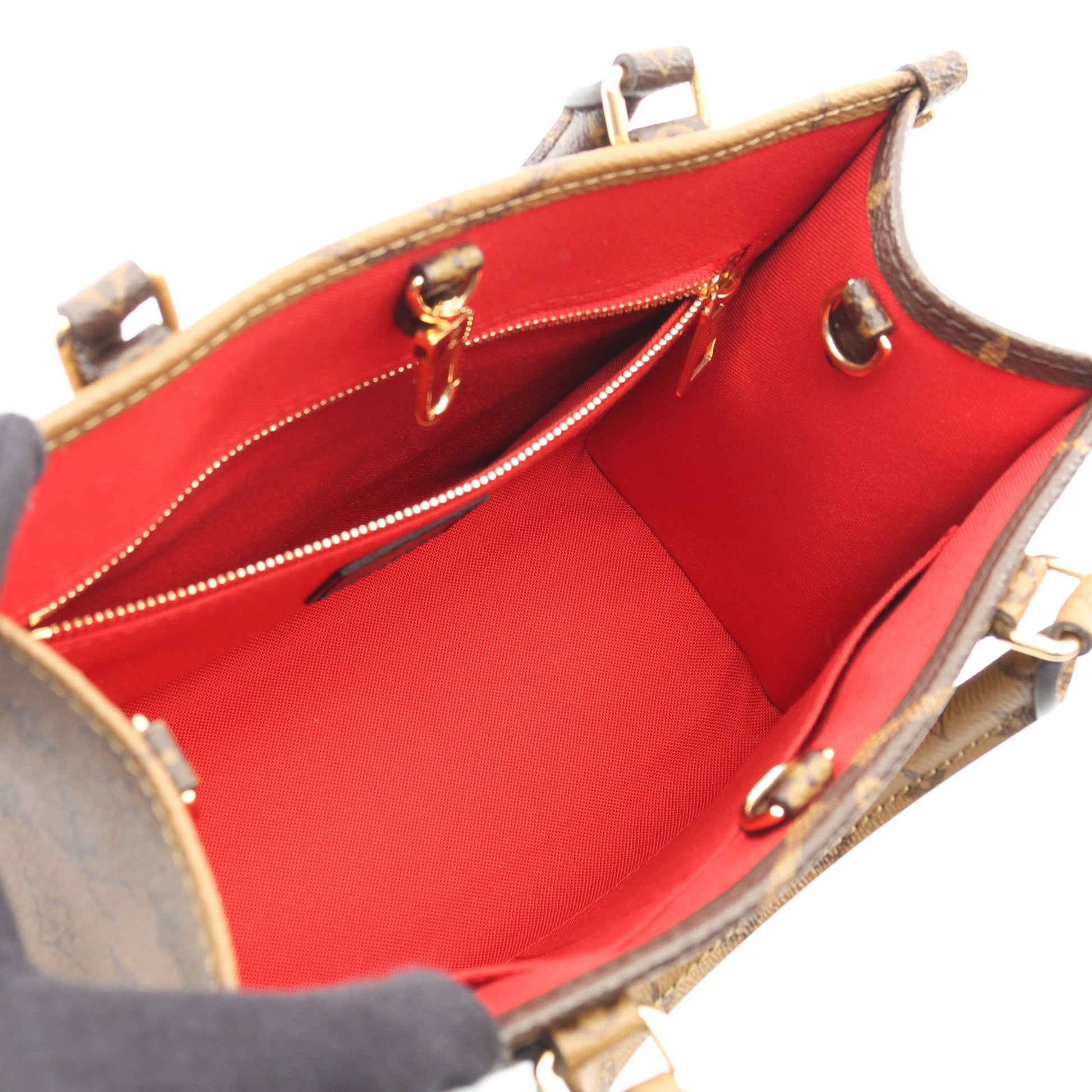 オンザゴーPM モノグラムジャイアント リバース ハンドバッグ PVC ブラウン ベージュ 2WAY ルイヴィトン バッグ LOUIS VUITTON