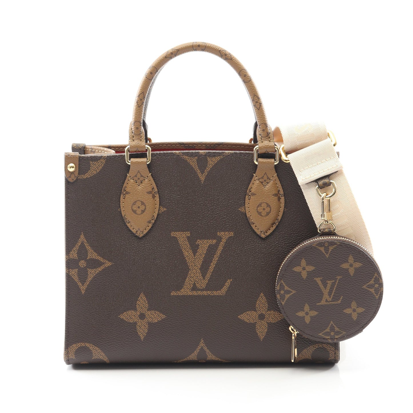 オンザゴーPM モノグラムジャイアント リバース ハンドバッグ PVC ブラウン ベージュ 2WAY ルイヴィトン バッグ LOUIS VUITTON