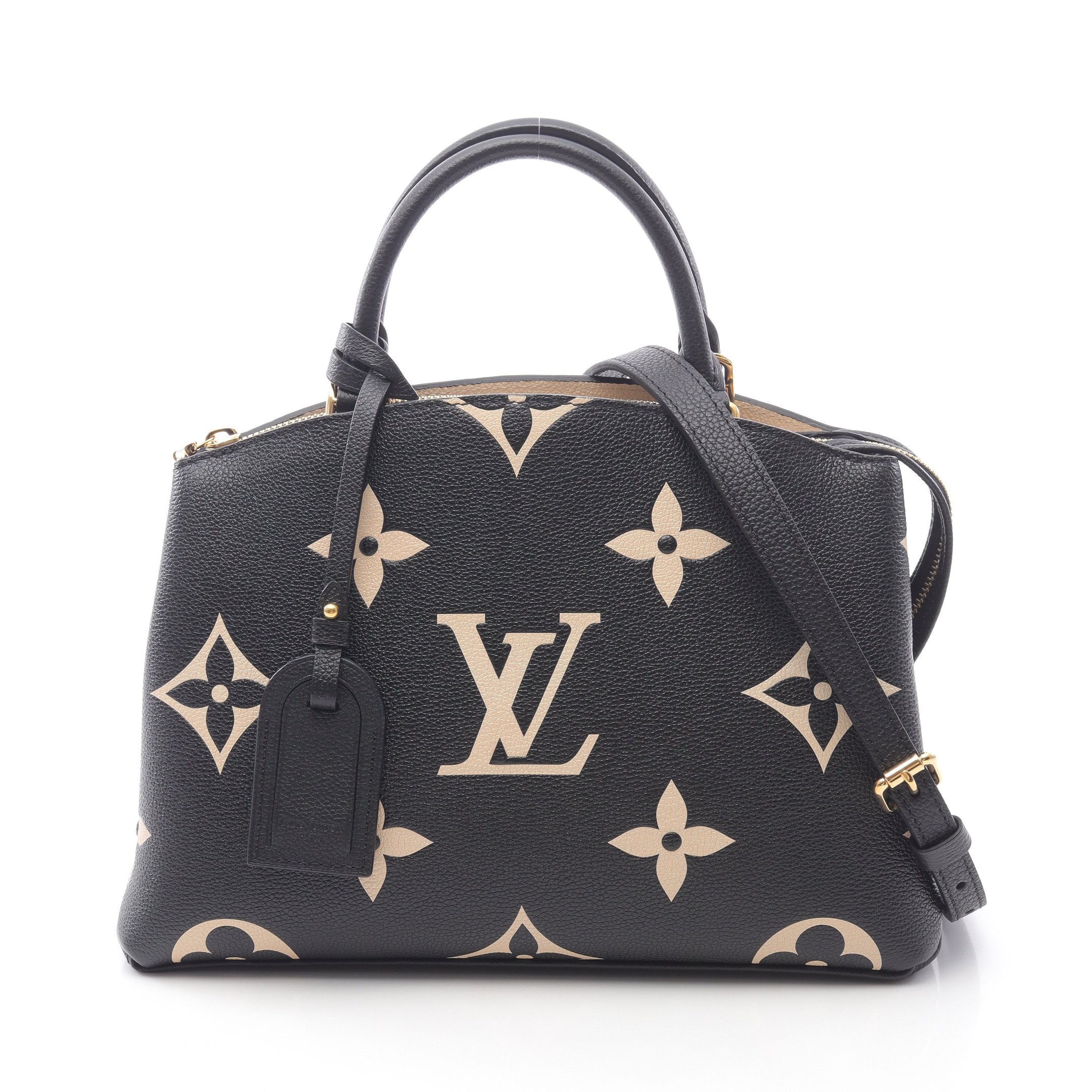 LOUIS VUITTON プティパレPM バイカラー ブラックベージュ プティ パレPM バイカラーモノグラムアンプラント ハンドバッグ レザー