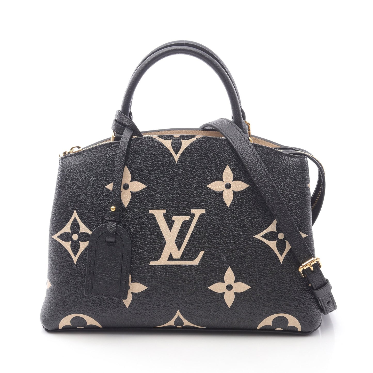 プティ パレPM バイカラーモノグラムアンプラント ハンドバッグ レザー ブラック ベージュ 2WAY ルイヴィトン バッグ LOUIS VUITTON