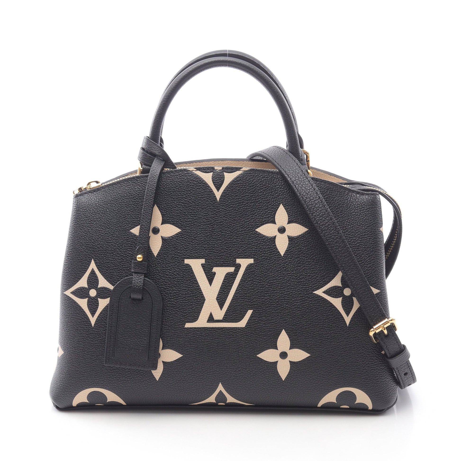プティ パレPM バイカラーモノグラムアンプラント ハンドバッグ レザー ブラック ベージュ 2WAY ルイヴィトン バッグ LOUIS VUITTON