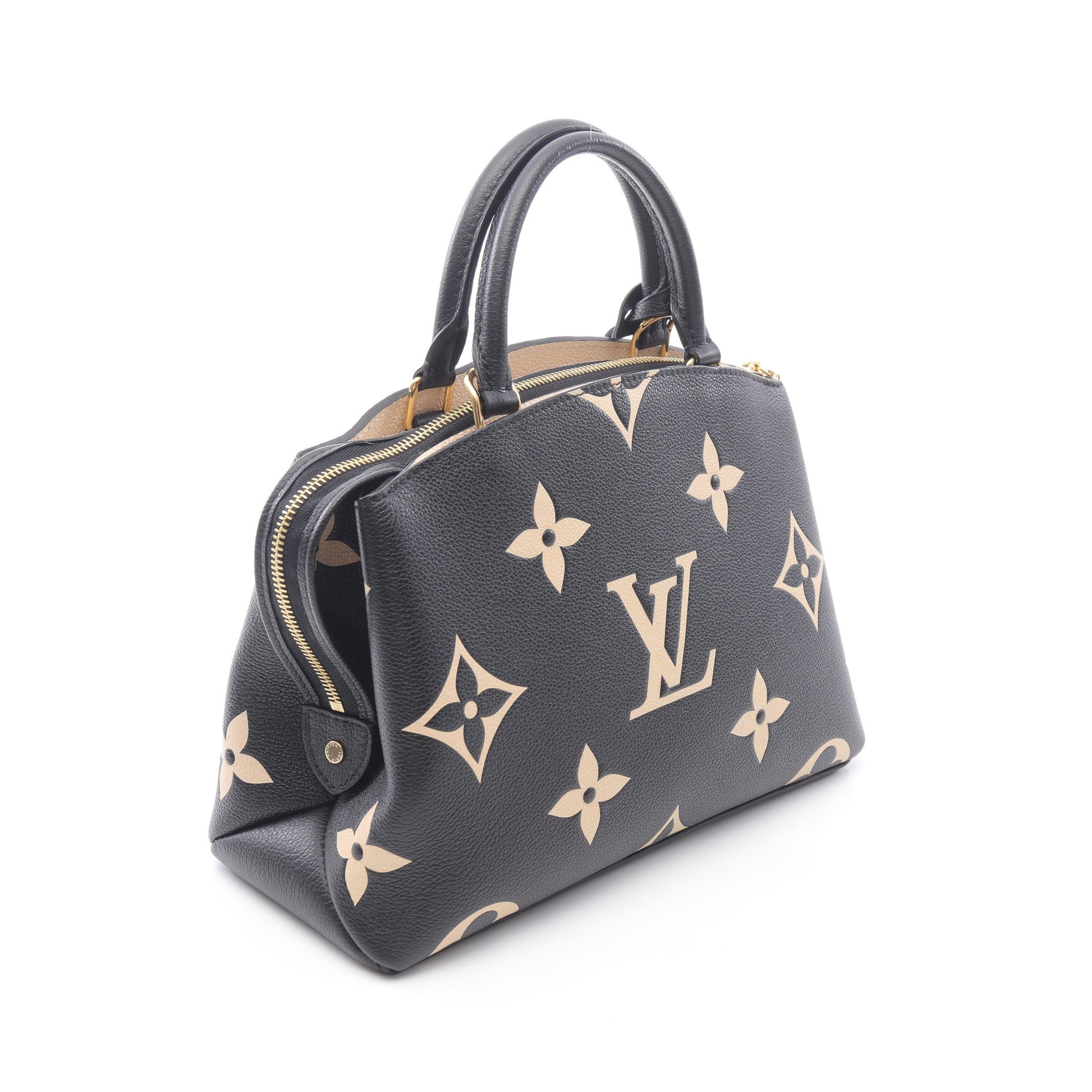 プティ パレPM バイカラーモノグラムアンプラント ハンドバッグ レザー ブラック ベージュ 2WAY ルイヴィトン バッグ LOUIS VUITTON