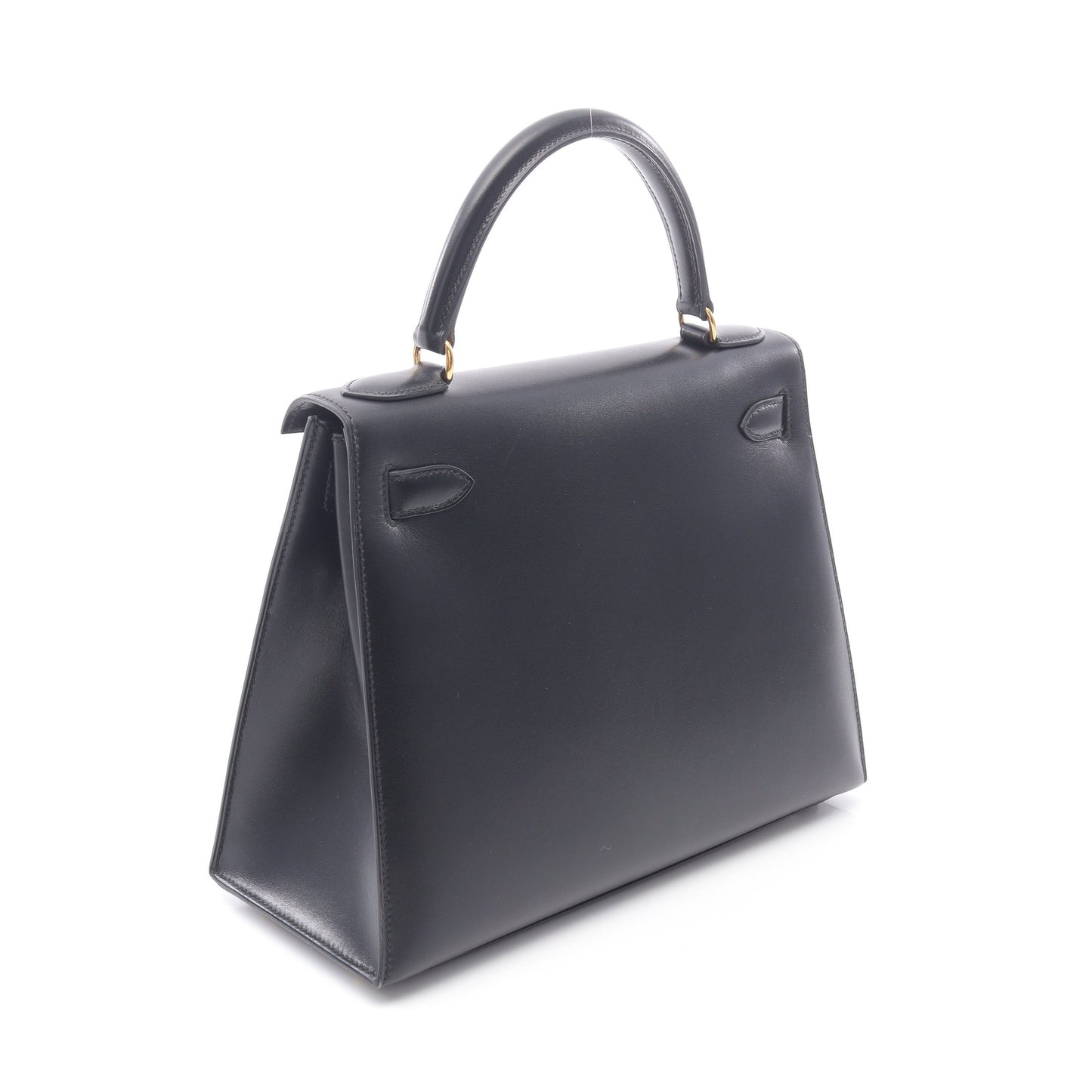 ケリー28 ハンドバッグ ボックスカーフ ブラック ゴールド金具 外縫い 2WAY ○A刻印 エルメス バッグ HERMES