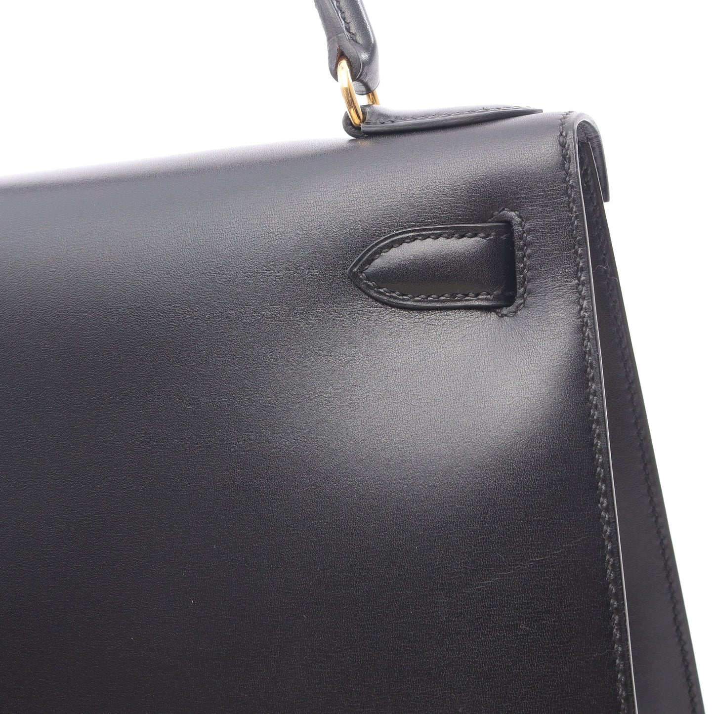 ケリー28 ハンドバッグ ボックスカーフ ブラック ゴールド金具 外縫い 2WAY ○A刻印 エルメス バッグ HERMES