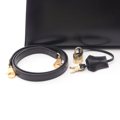ケリー28 ハンドバッグ ボックスカーフ ブラック ゴールド金具 外縫い 2WAY ○A刻印 エルメス バッグ HERMES
