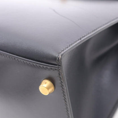 ケリー28 ハンドバッグ ボックスカーフ ブラック ゴールド金具 外縫い 2WAY ○A刻印 エルメス バッグ HERMES