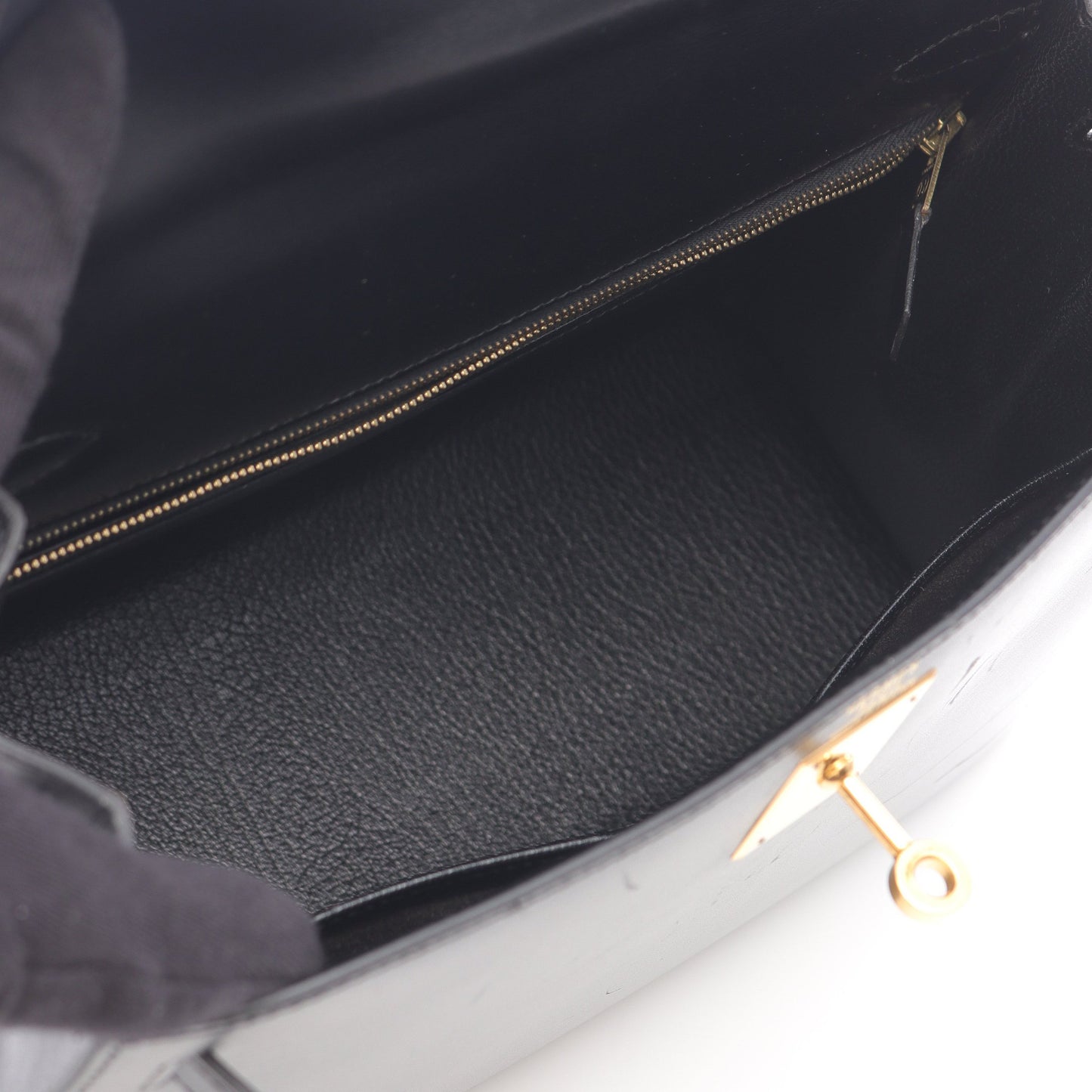 ケリー28 ハンドバッグ ボックスカーフ ブラック ゴールド金具 外縫い 2WAY ○A刻印 エルメス バッグ HERMES