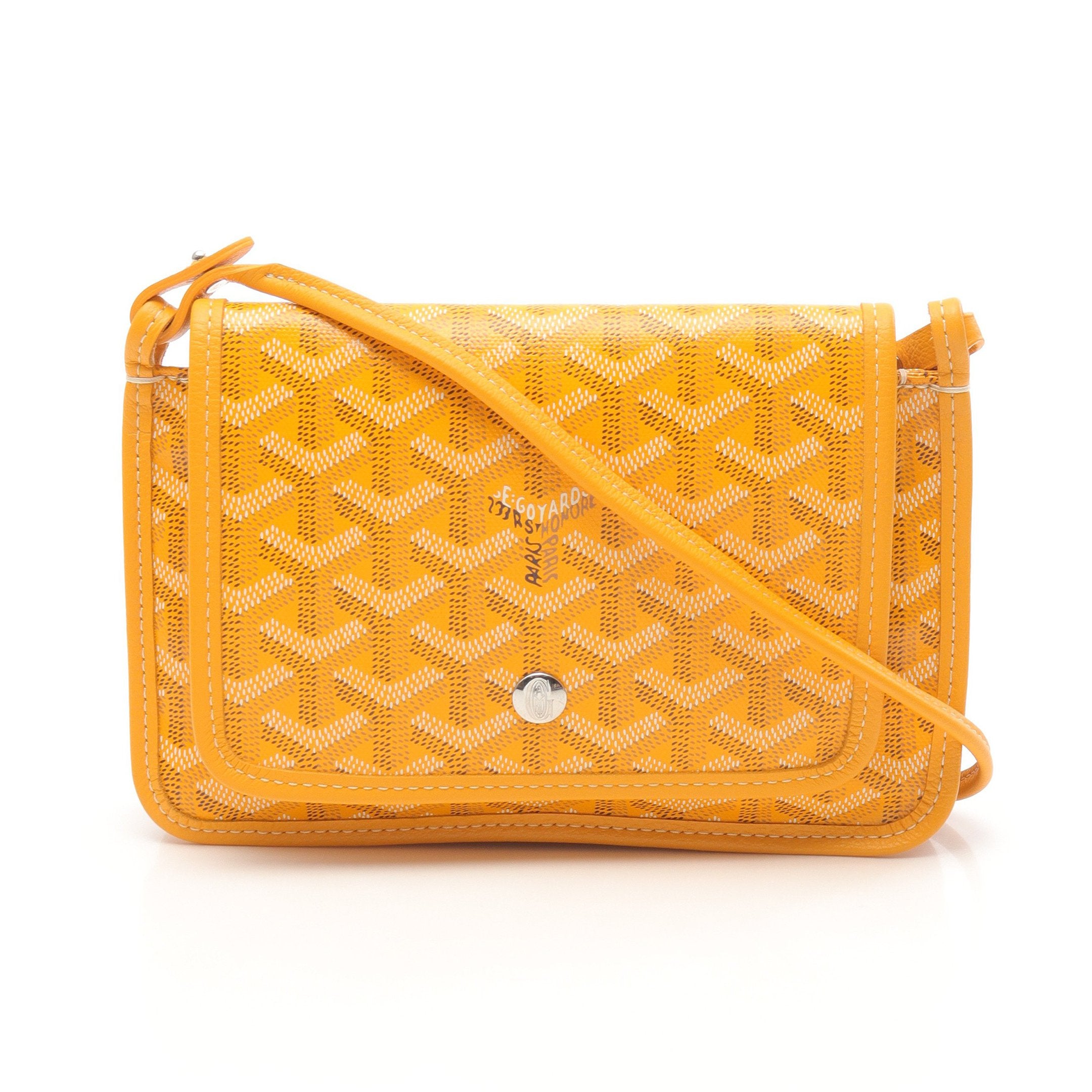 Goyard イエロー ショルダーバッグ ポーチ付き プリュメ ポーチウォレット ショルダーバッグ コーティングキャンバス
