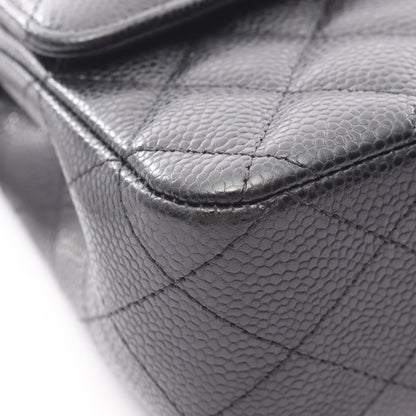 マトラッセ Wフラップ Wチェーンショルダーバッグ キャビアスキン ブラック シルバー金具 シャネル バッグ CHANEL